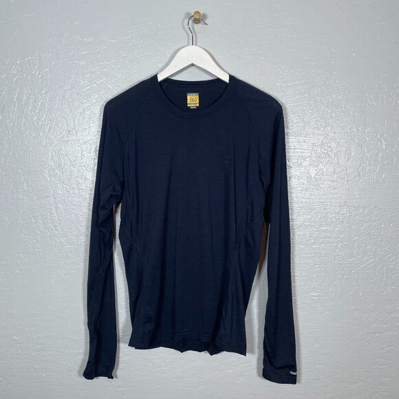Icebreaker Men L Navy Blue 150 Bodyfit Long Sleeve Shirt Thermal Merino Gorp - Picture 1 of 9